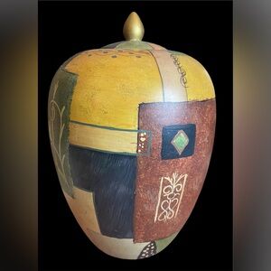 Hand Ceramic Ginger Jar with Lid: Vintage Primitive Decor Artistic